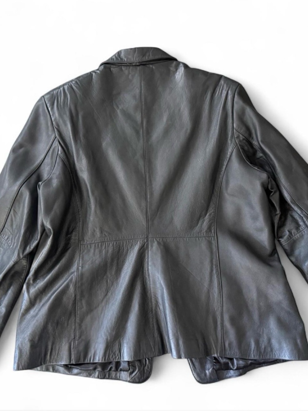 Classic Black Leather Blazer Jacket - Picture 2 of 6